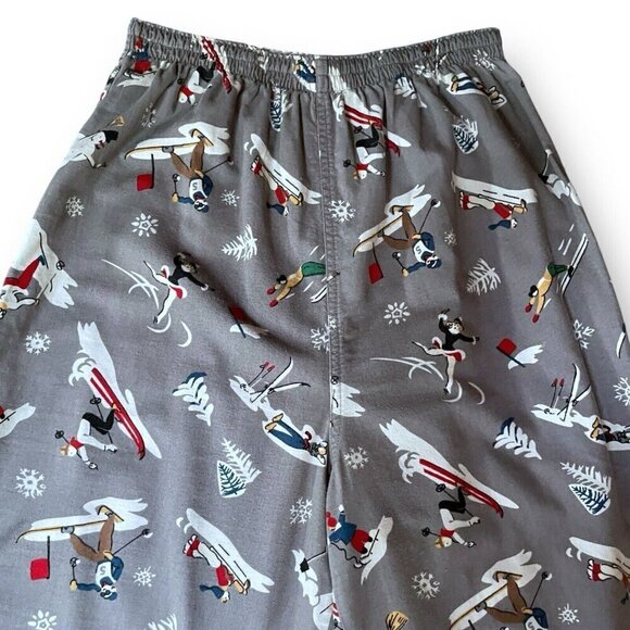 Vintage Eddie Bauer Womens Flannel Pajama Set Sz S Gray Winter Novelty Print PJs - Picture 8 of 16